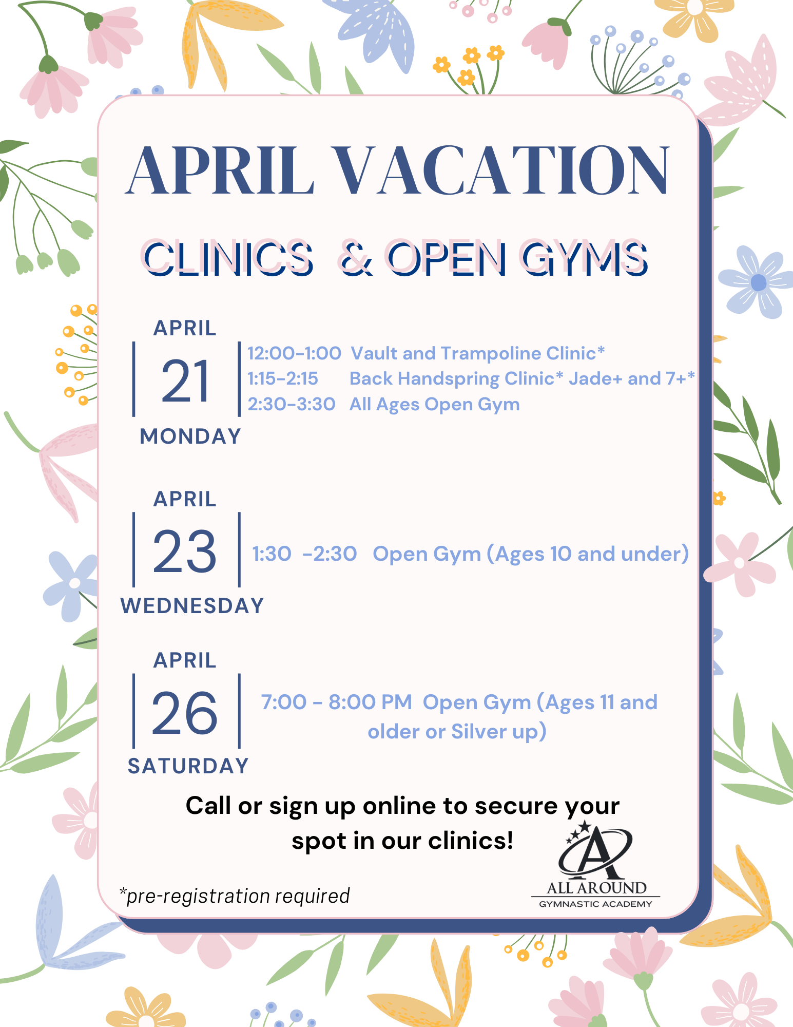April Vacation Camps and Clinics!